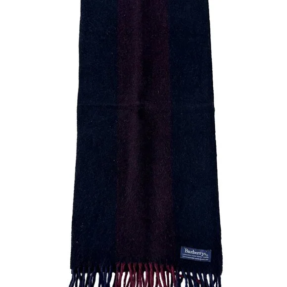 Burberrys Classic Check Scarf Black 100% Cashmere Unisex Scarf Made In Scotland - Picture 5 of 7